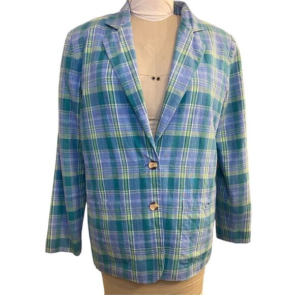 Appleseed’s Plaid 2-Button Blazer Sz. 12 Lined Lightweight Spring - Picture 9 of 9
